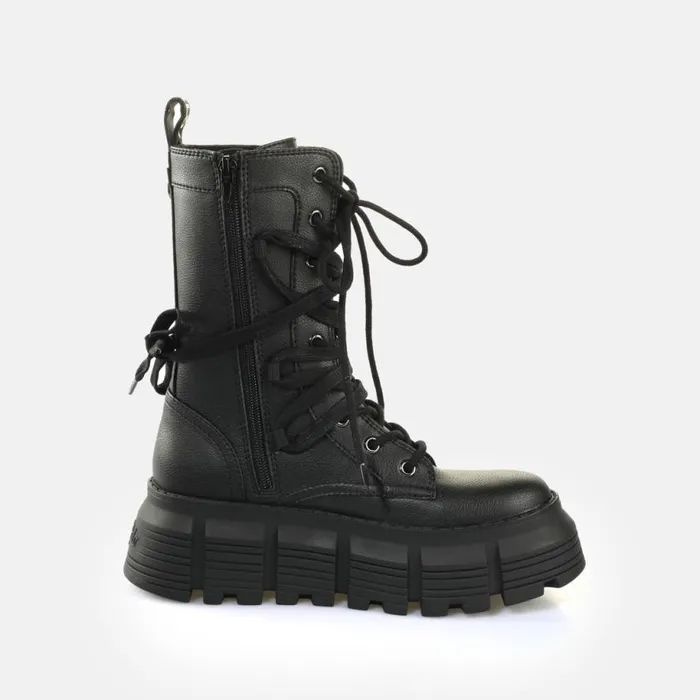 Shop Vegan Shoes BUFFALO Ava Lace Up HI2 BS Black