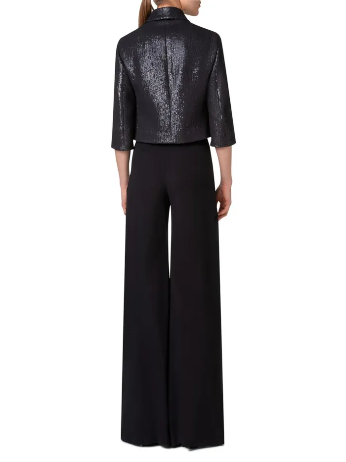 Short Boxy Silk Sequin Jacket Black Women Akris Jackets
