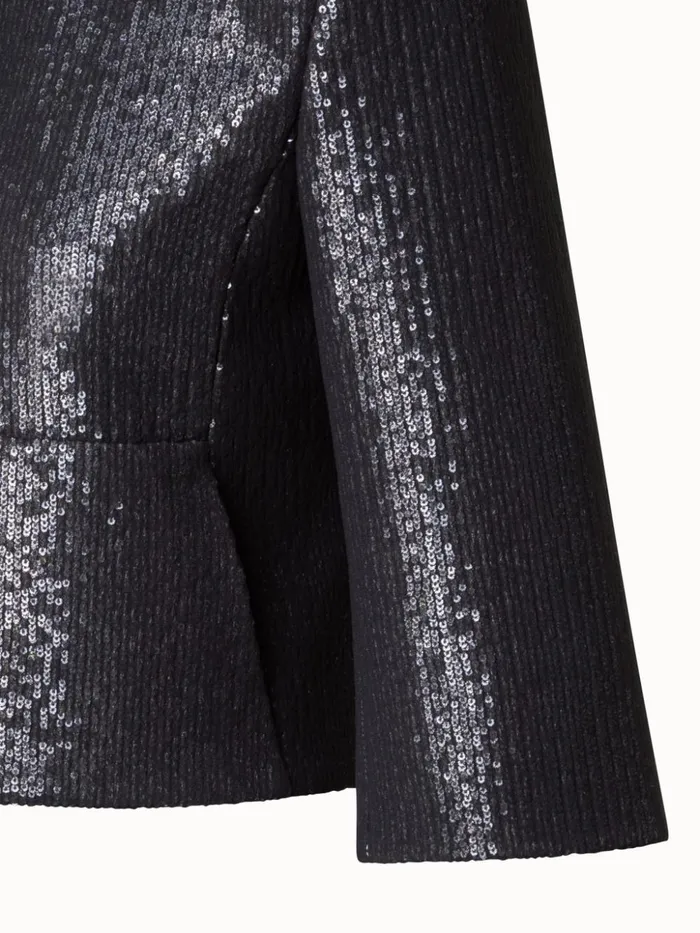 Short Boxy Silk Sequin Jacket Black Women Akris Jackets