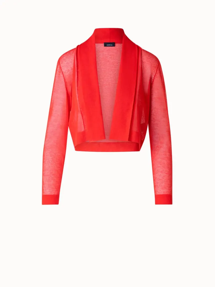 Short Cardigan In SemiSheer Cotton Blend Poppy Women Akris Knitwear