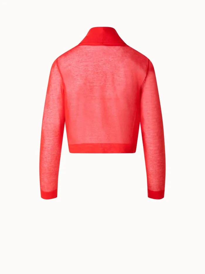 Short Cardigan In SemiSheer Cotton Blend Poppy Women Akris Knitwear