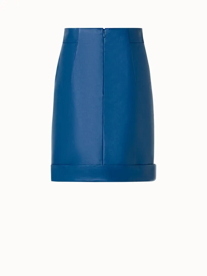 Short Fitted Leather Skirt Denim Women Akris Skirts