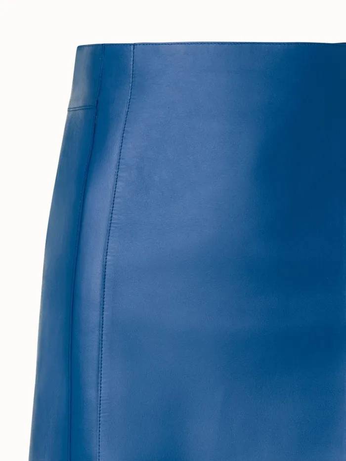 Short Fitted Leather Skirt Denim Women Akris Skirts