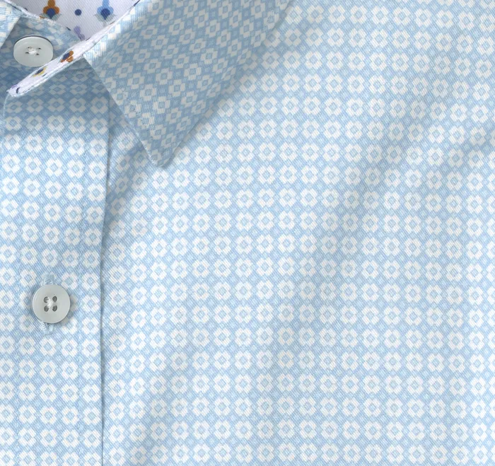 ShortSleeve Shirts Johnston and Murphy Men Printed ShortSleeve Shirt Blue Diamond