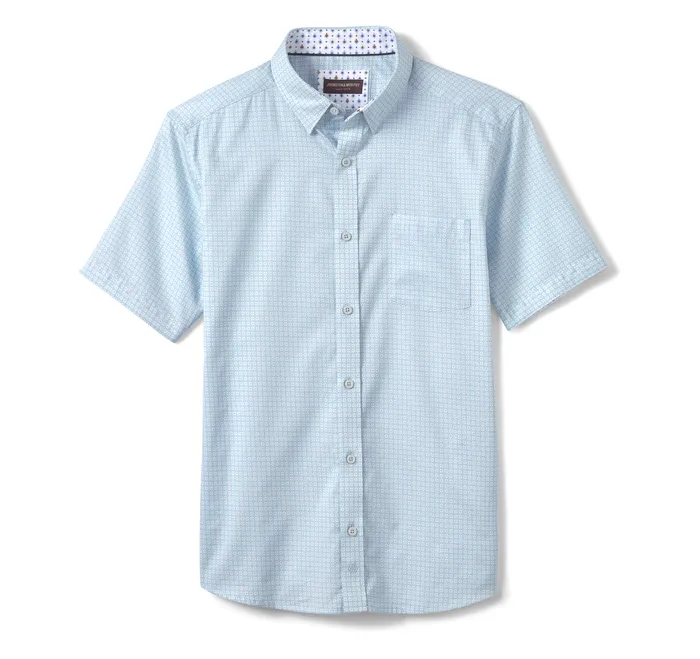 ShortSleeve Shirts Johnston and Murphy Men Printed ShortSleeve Shirt Blue Diamond