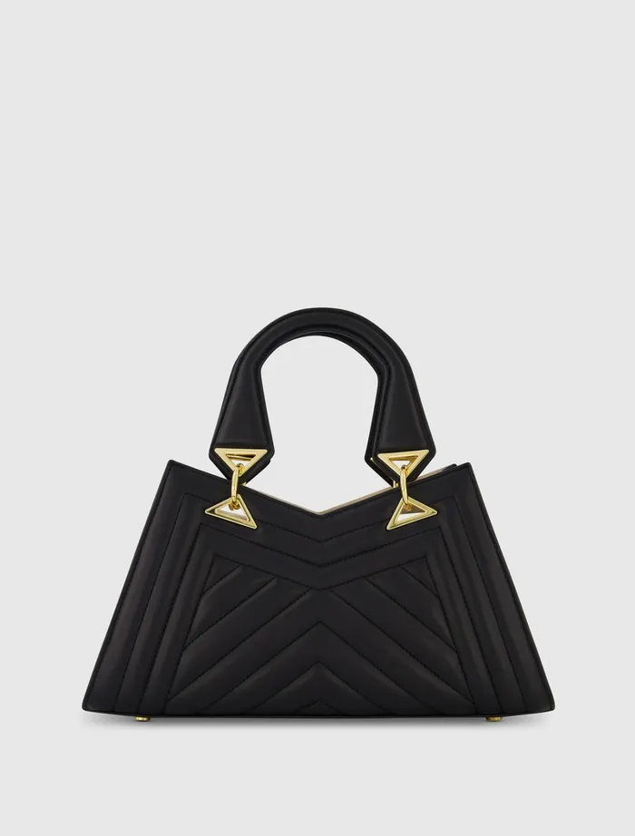 Shoulder Bags Women Mac Duggal Quilted Napa Leather Angular Handbag Black