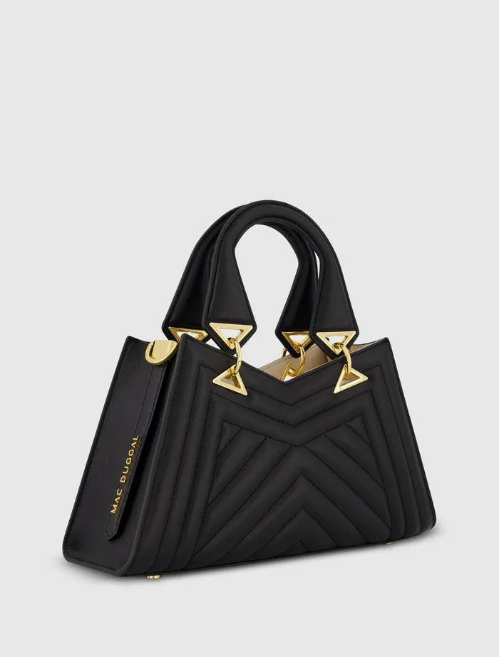 Shoulder Bags Women Mac Duggal Quilted Napa Leather Angular Handbag Black