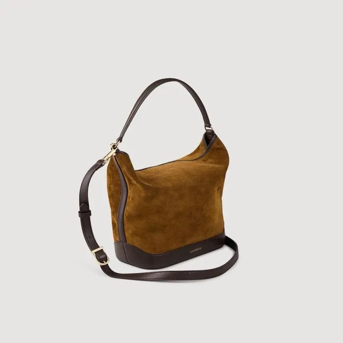 Shoulder Bags WomenMen SANDRO Suede And Leather Bucket Bag Tangoso Camel