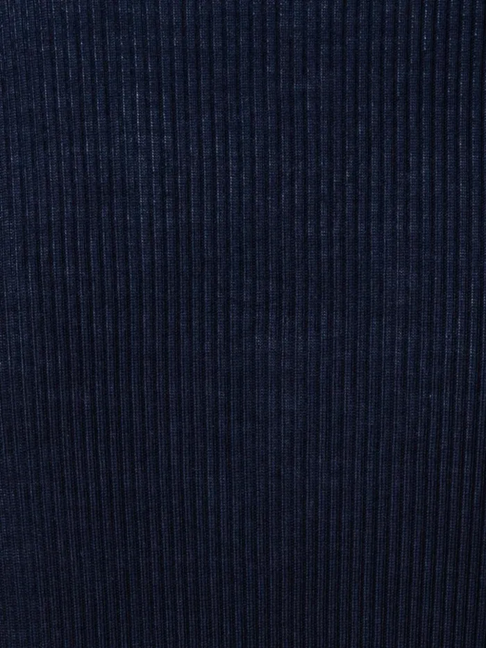 Silk Cotton Rib Knit Sweater Navy Women Akris Knitwear