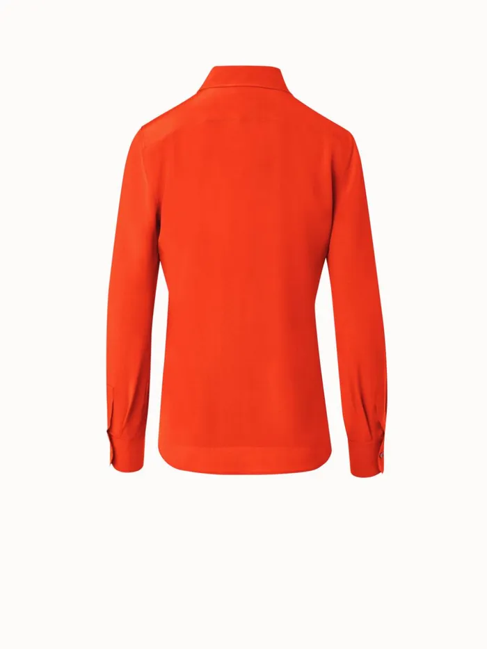 Silk Crpe Shirt Blouse Cadmium Red Women Akris Blouses