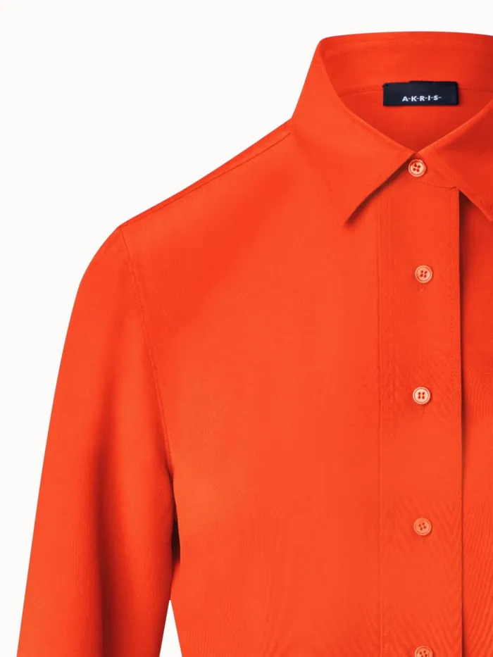 Silk Crpe Shirt Blouse Cadmium Red Women Akris Blouses