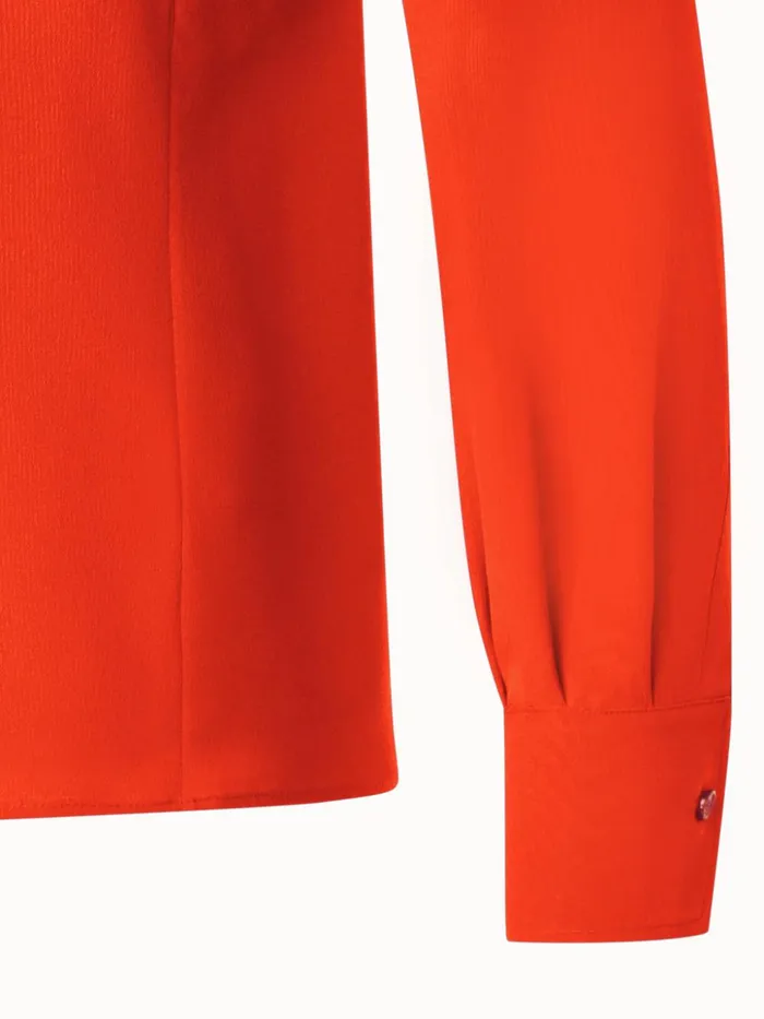 Silk Crpe Shirt Blouse Cadmium Red Women Akris Blouses
