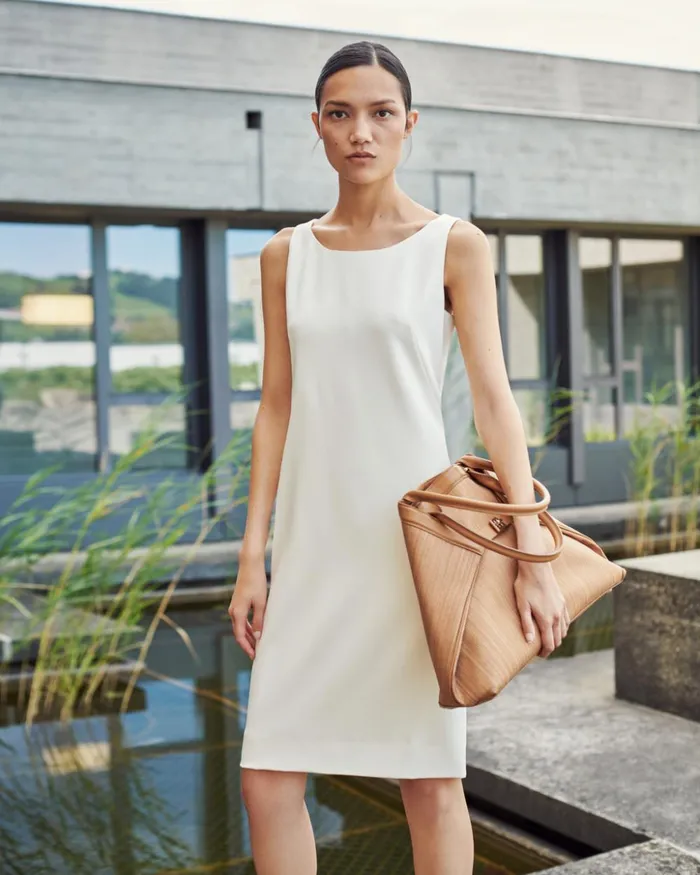 Silk Crpe Stretch Sheath Dress Offwhite Women Akris Dresses