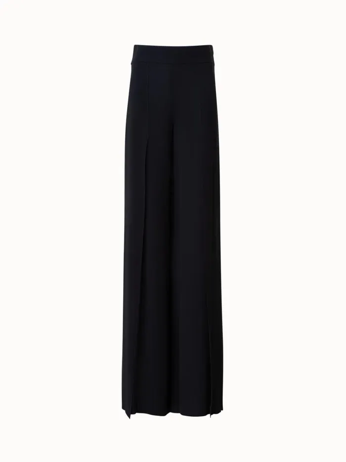 Silk Georgette Wide Leg Pants Black Women Akris Pants