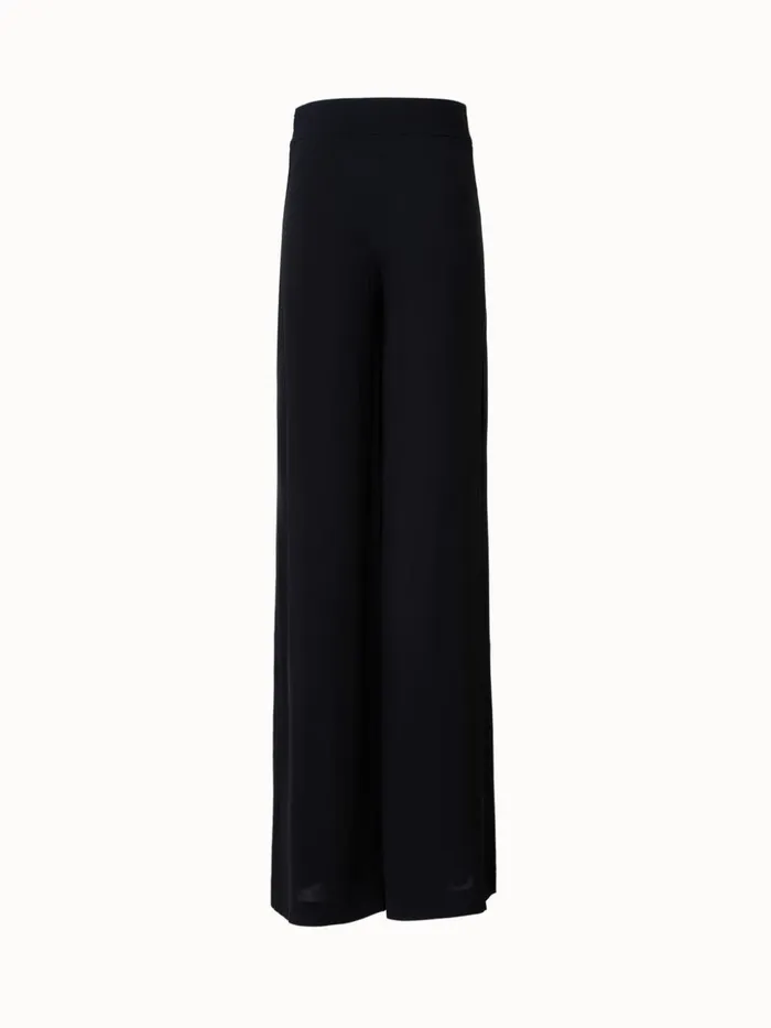 Silk Georgette Wide Leg Pants Black Women Akris Pants