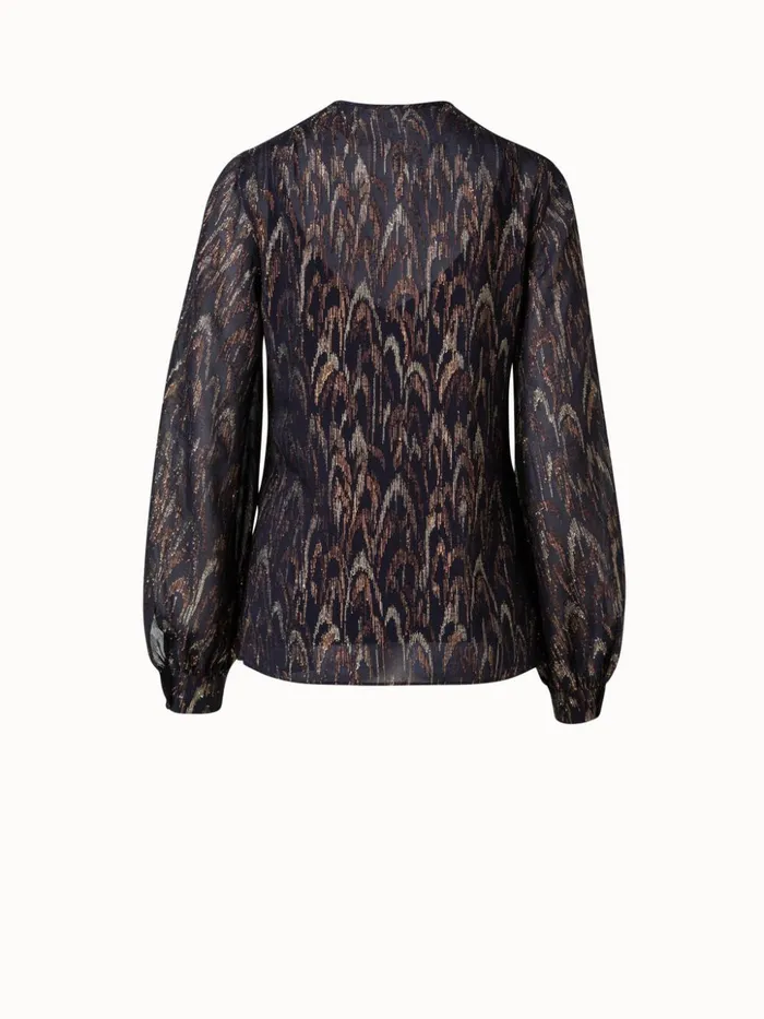 Silk Lurex Jacquard Blouse Blackgold Women Akris Blouses