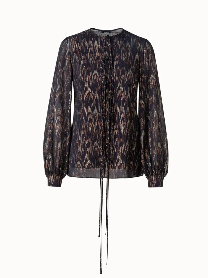 Silk Lurex Jacquard Blouse Blackgold Women Akris Blouses