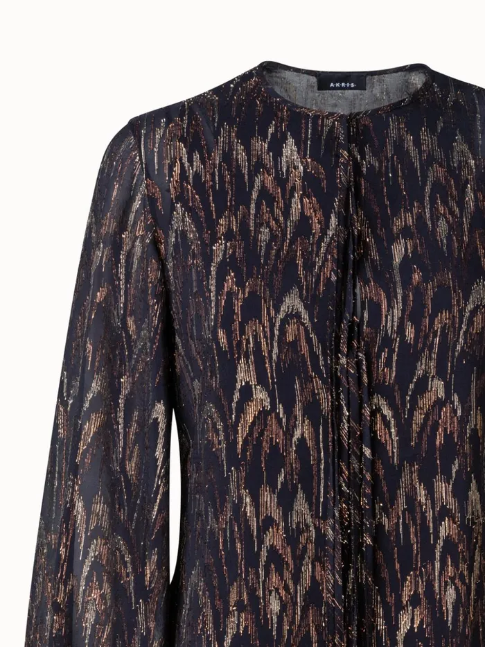 Silk Lurex Jacquard Blouse Blackgold Women Akris Blouses