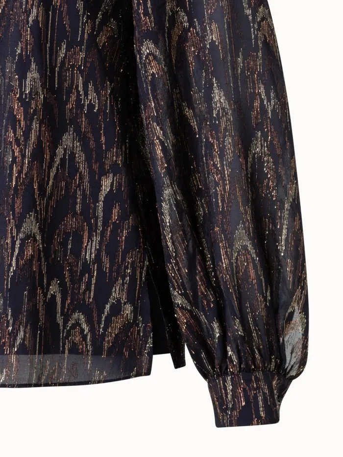 Silk Lurex Jacquard Blouse Blackgold Women Akris Blouses