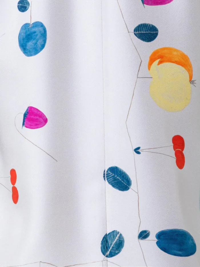 Silk Tunic Blouse With Fruits Print Greigemulticolor Women Akris Blouses