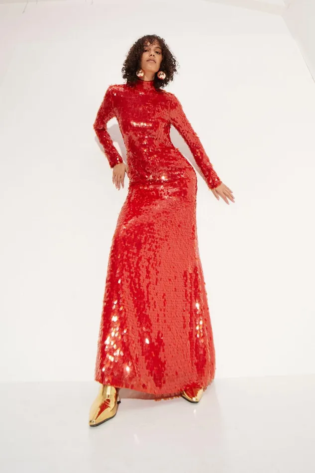 Simon Miller Dresses Sequin Sculpty Dress In Chili 8211 Women