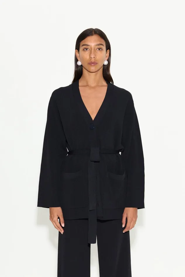 Simon Miller Tops Max Belted Knit Cardigan In Black 8211 Women