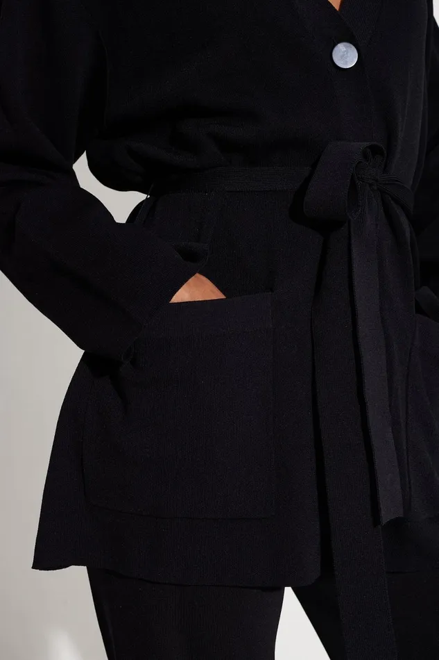 Simon Miller Tops Max Belted Knit Cardigan In Black 8211 Women