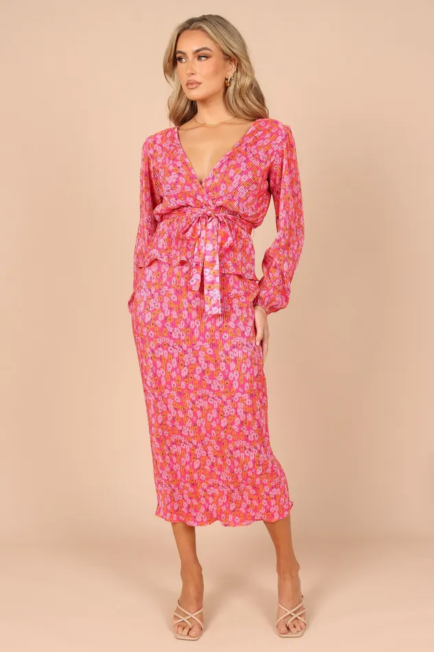 Skirts petalandpup Women Minelli Pleat Midi Skirt 8211 Hot Pink Hot Pink