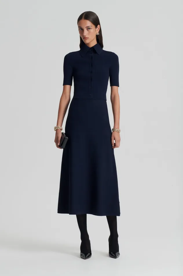 Skirts Scanlan Theodore Women CREPE KNIT SOFT SKIRT NAVY