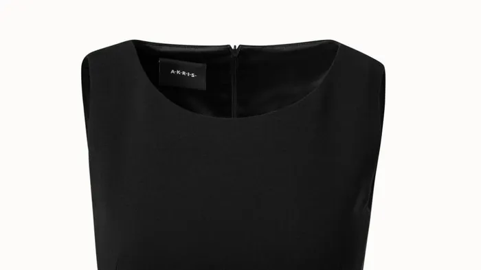 Sleeveless Round Neck Double Face Wool Sheath Dress Black Women Akris Dresses