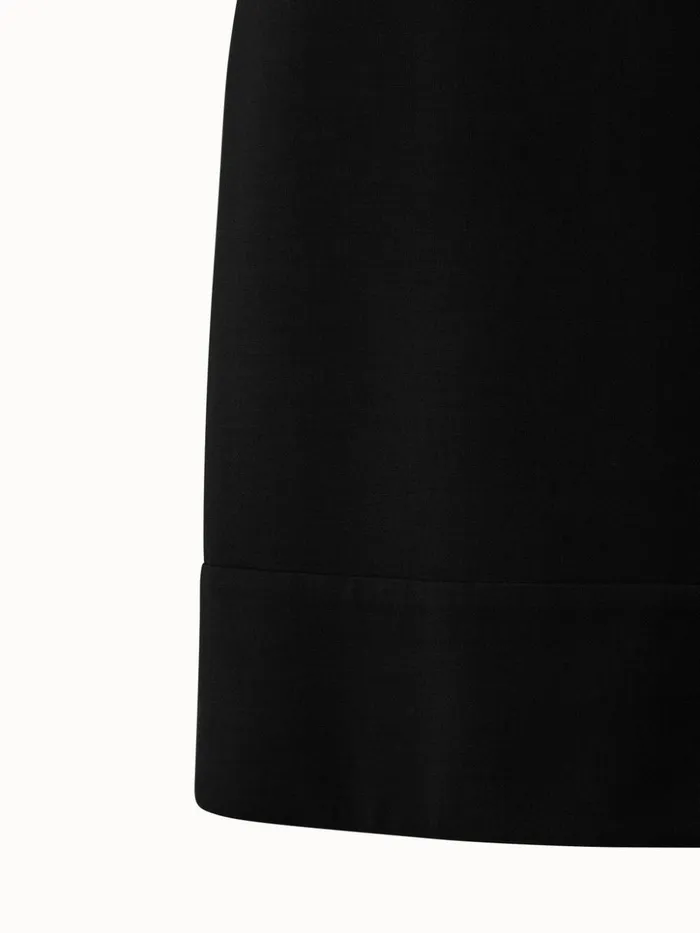Sleeveless Round Neck Double Face Wool Sheath Dress Black Women Akris Dresses