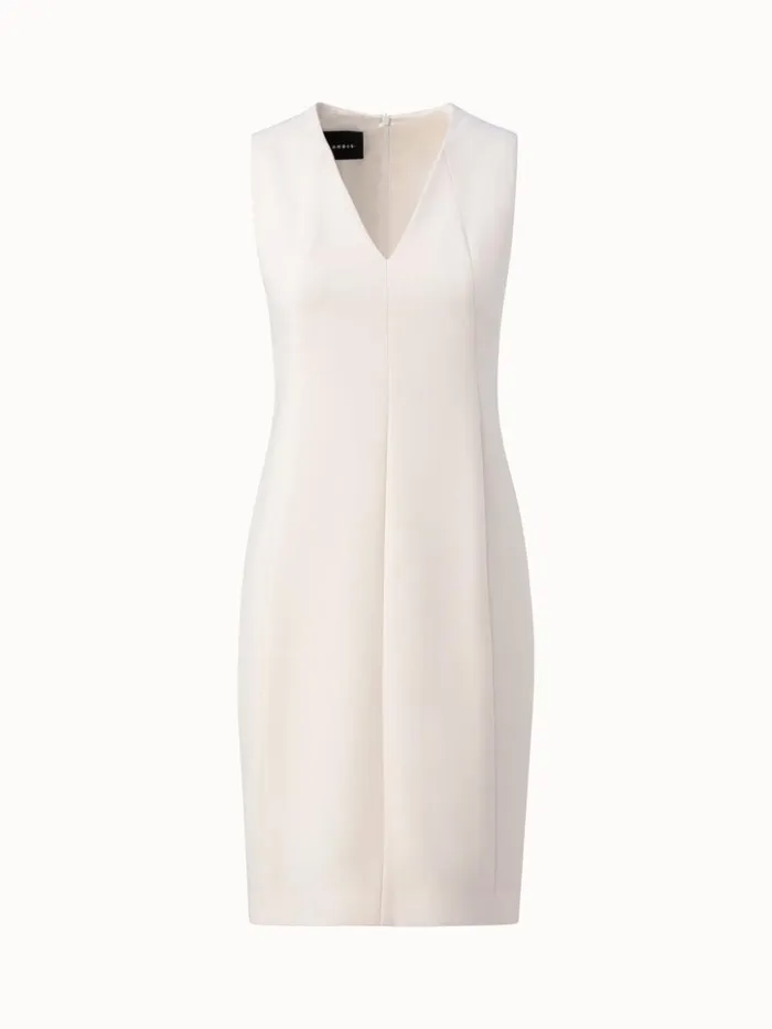 Sleeveless VNeck Wool DoubleFace Sheath Dress Offwhite Women Akris Dresses