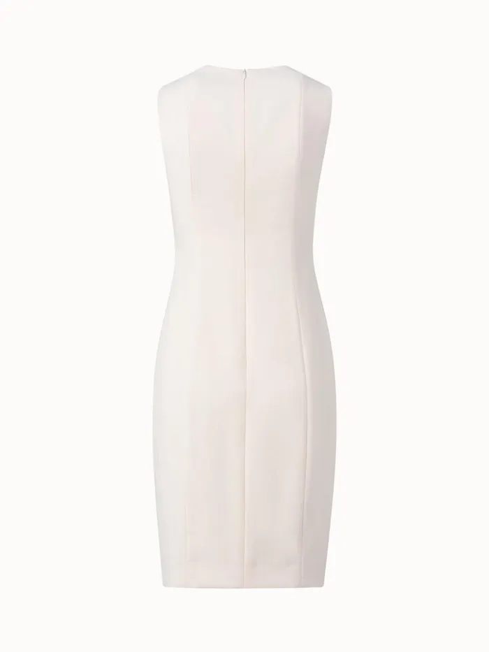Sleeveless VNeck Wool DoubleFace Sheath Dress Offwhite Women Akris Dresses