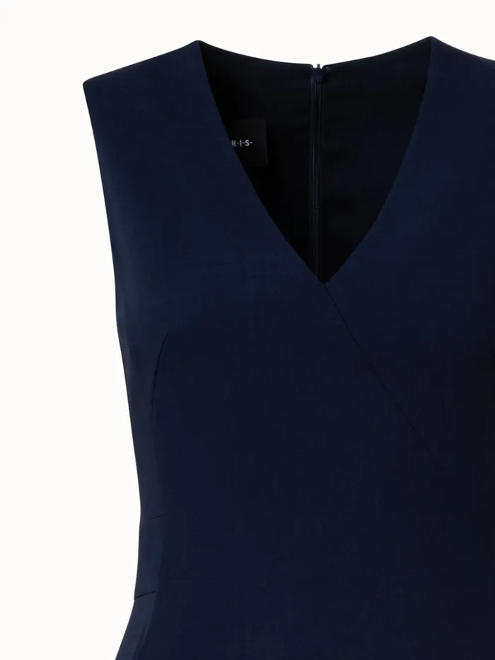 Sleeveless Wool DoubleFace Sheath Dress Navy Women Akris Dresses