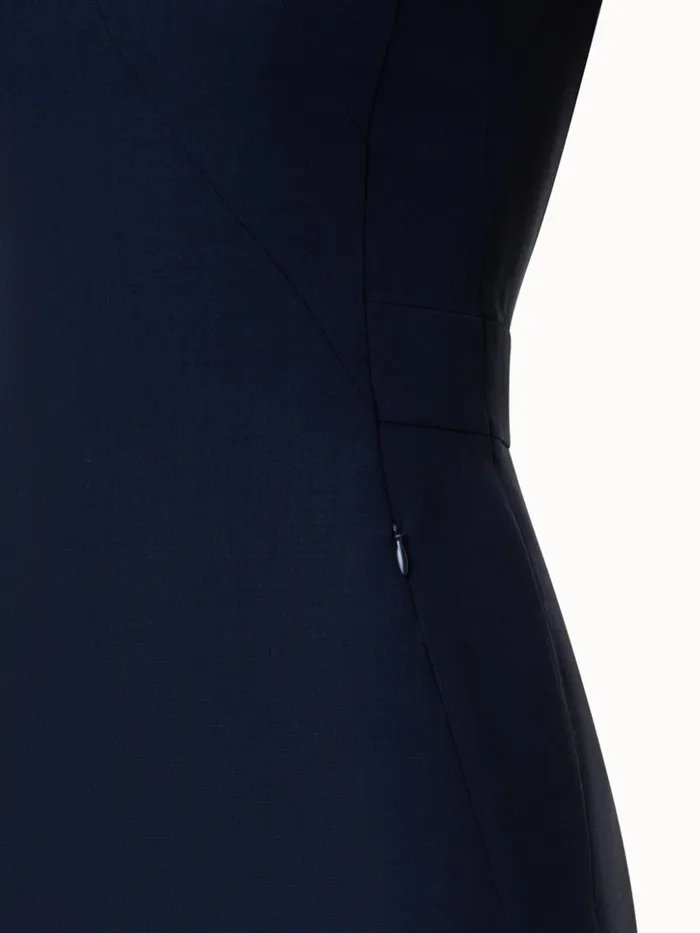 Sleeveless Wool DoubleFace Sheath Dress Navy Women Akris Dresses