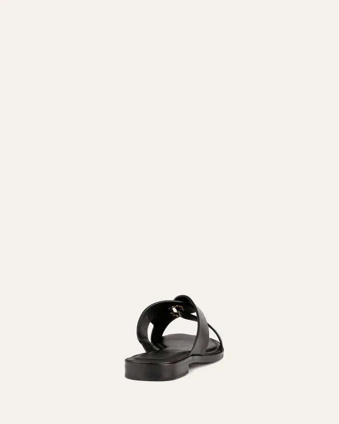 SLIDES jomercer Women Piper flat slides black leather