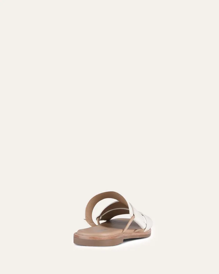 SLIDES Women Shelby flat slides off white leather jomercer