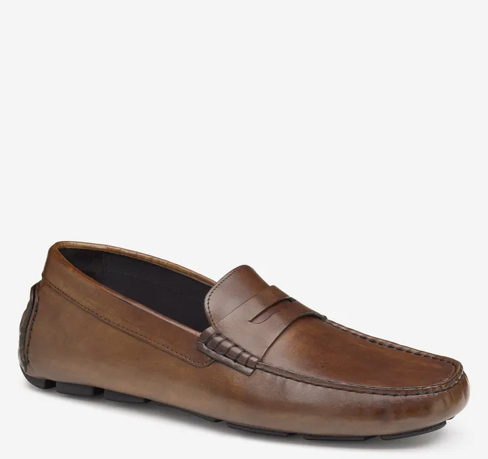 SlipOns and Loafers Men Dayton Penny Loafer Brown Italian Calfskin Johnston and Murphy