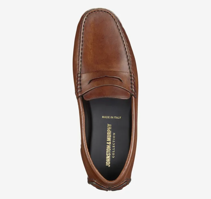 SlipOns and Loafers Men Dayton Penny Loafer Brown Italian Calfskin Johnston and Murphy