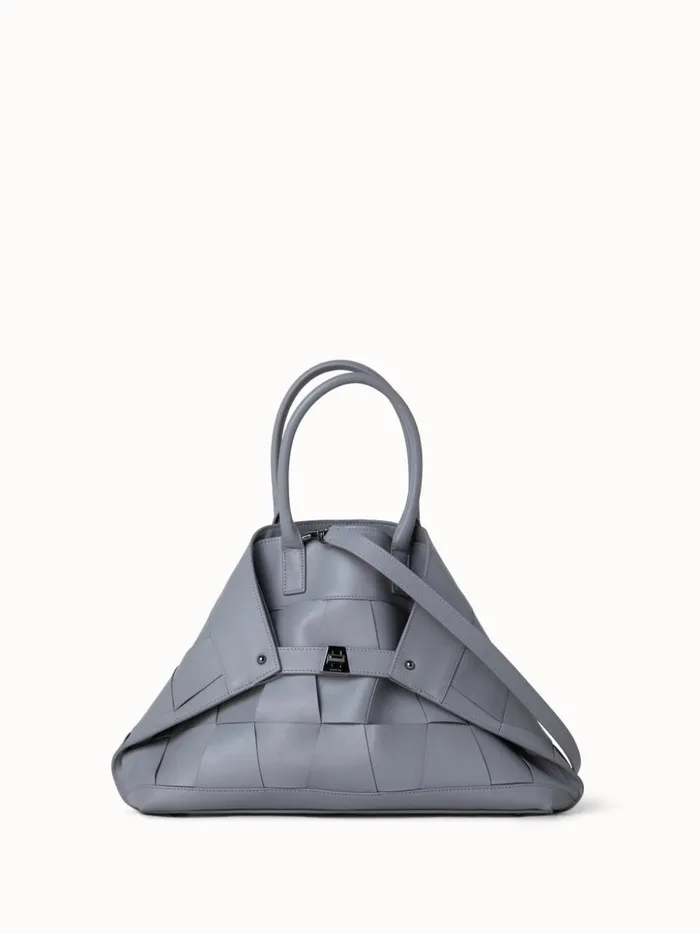 Small Ai Messenger Bag In Braided Leather Trapezoids Felt Women Akris Crossbody Bags