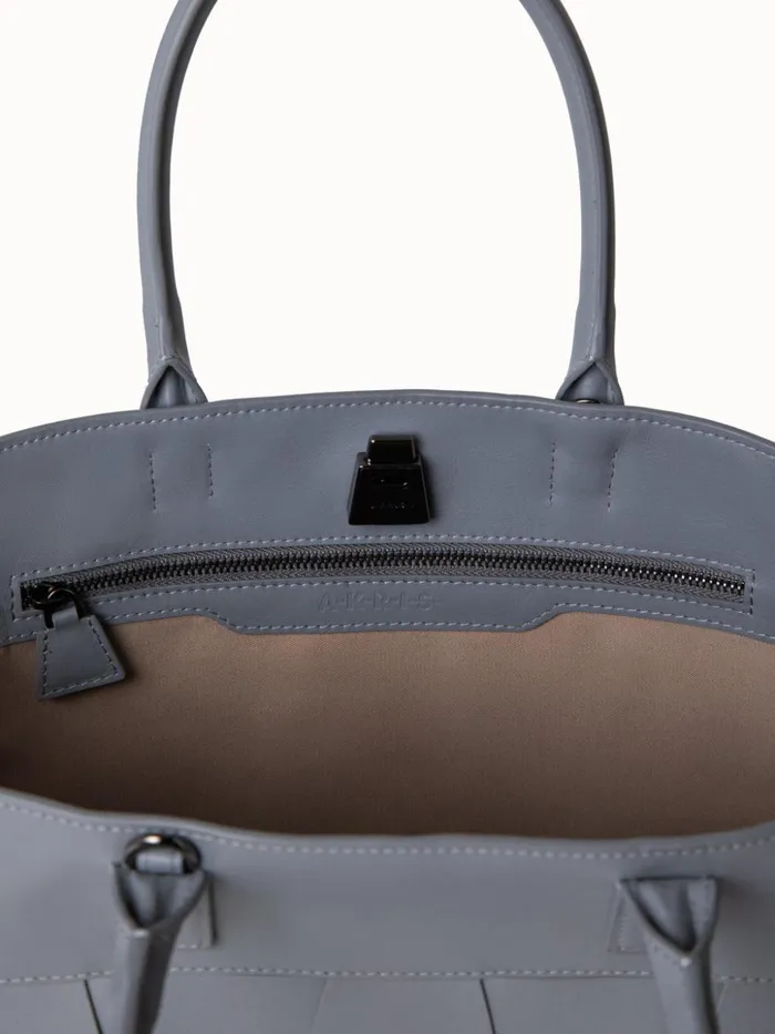 Small Ai Messenger Bag In Braided Leather Trapezoids Felt Women Akris Crossbody Bags