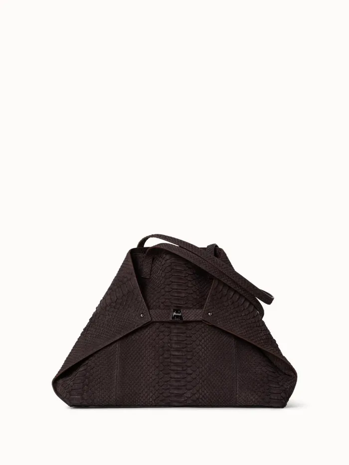 Small Ai Shoulder Bag In Suede Python Leather Mocca Women Akris Shoulder Bags