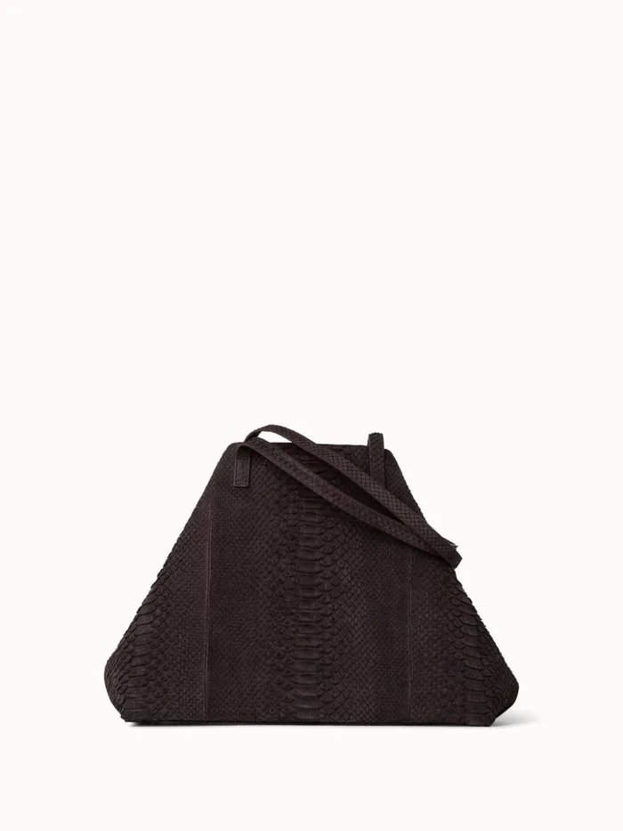 Small Ai Shoulder Bag In Suede Python Leather Mocca Women Akris Shoulder Bags