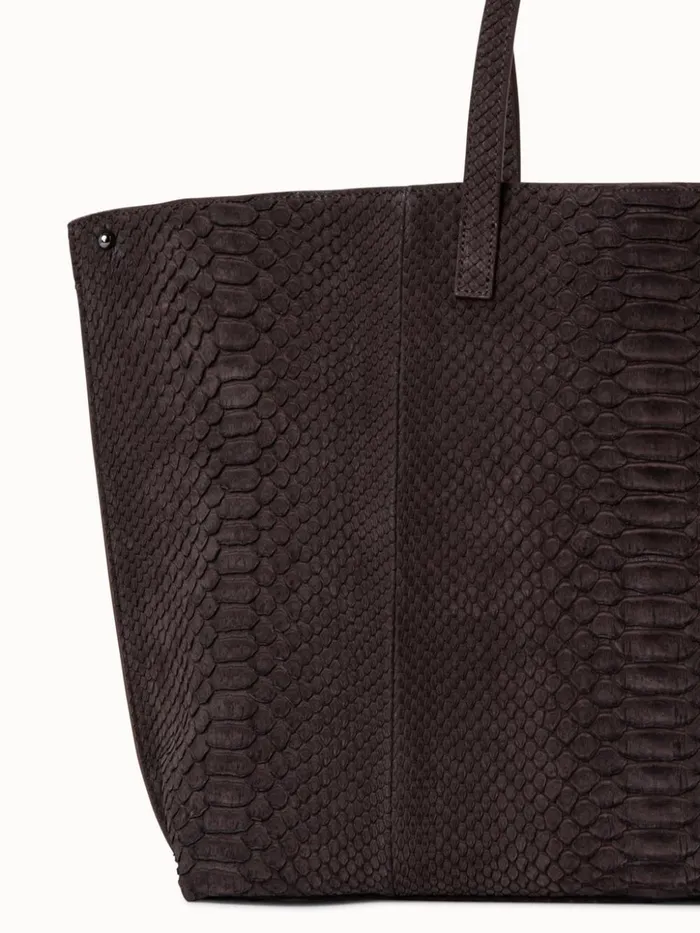 Small Ai Shoulder Bag In Suede Python Leather Mocca Women Akris Shoulder Bags