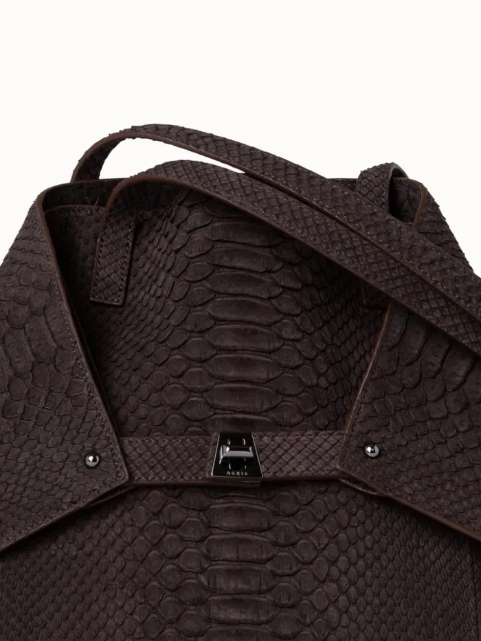 Small Ai Shoulder Bag In Suede Python Leather Mocca Women Akris Shoulder Bags