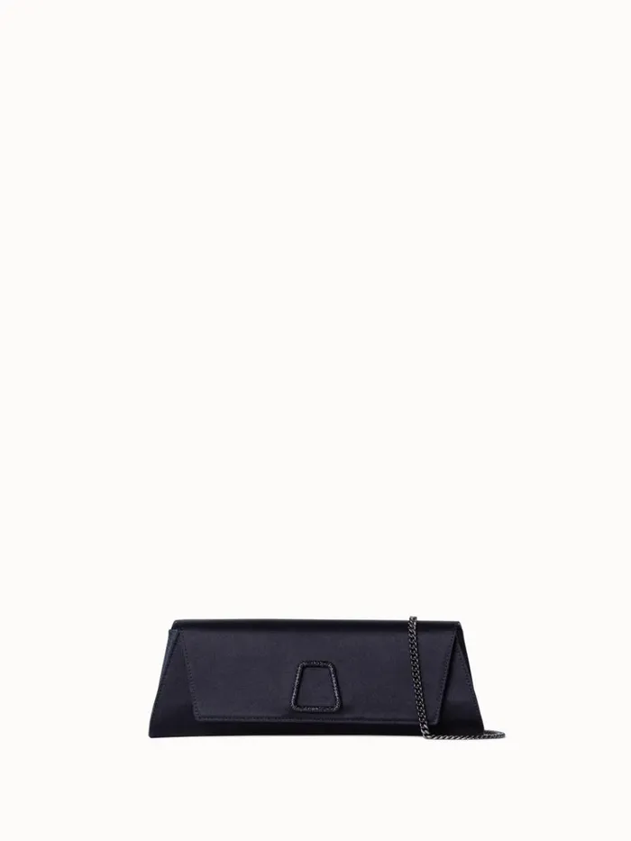 Small Anouk Clutch In Satin With Crystal Trapezoid Black Women Akris Shoulder Bags