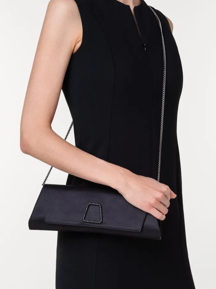 Small Anouk Clutch In Satin With Crystal Trapezoid Black Women Akris Shoulder Bags