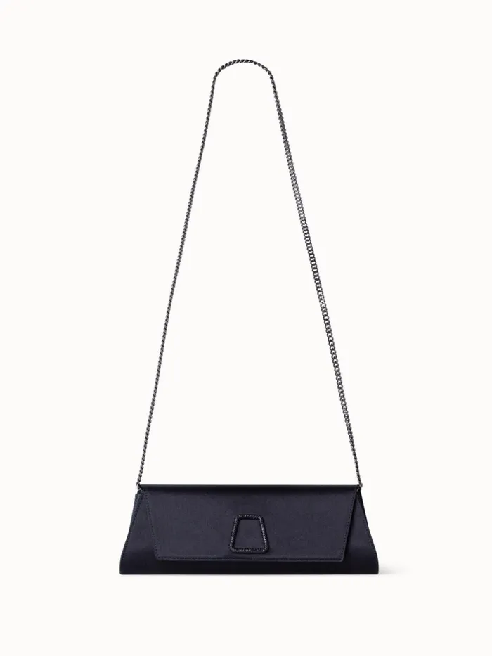 Small Anouk Clutch In Satin With Crystal Trapezoid Black Women Akris Shoulder Bags