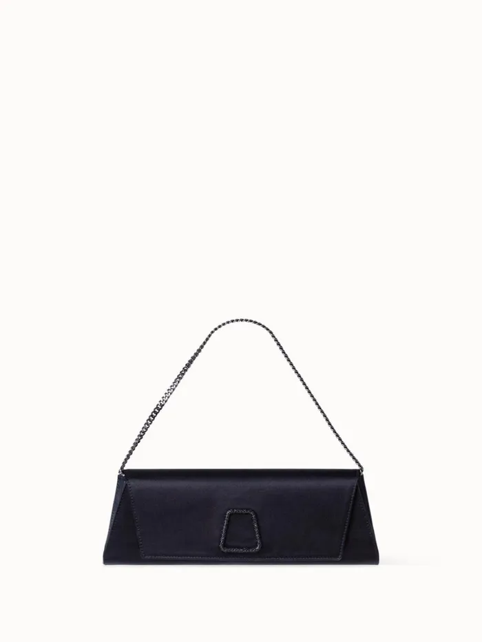 Small Anouk Clutch In Satin With Crystal Trapezoid Black Women Akris Shoulder Bags
