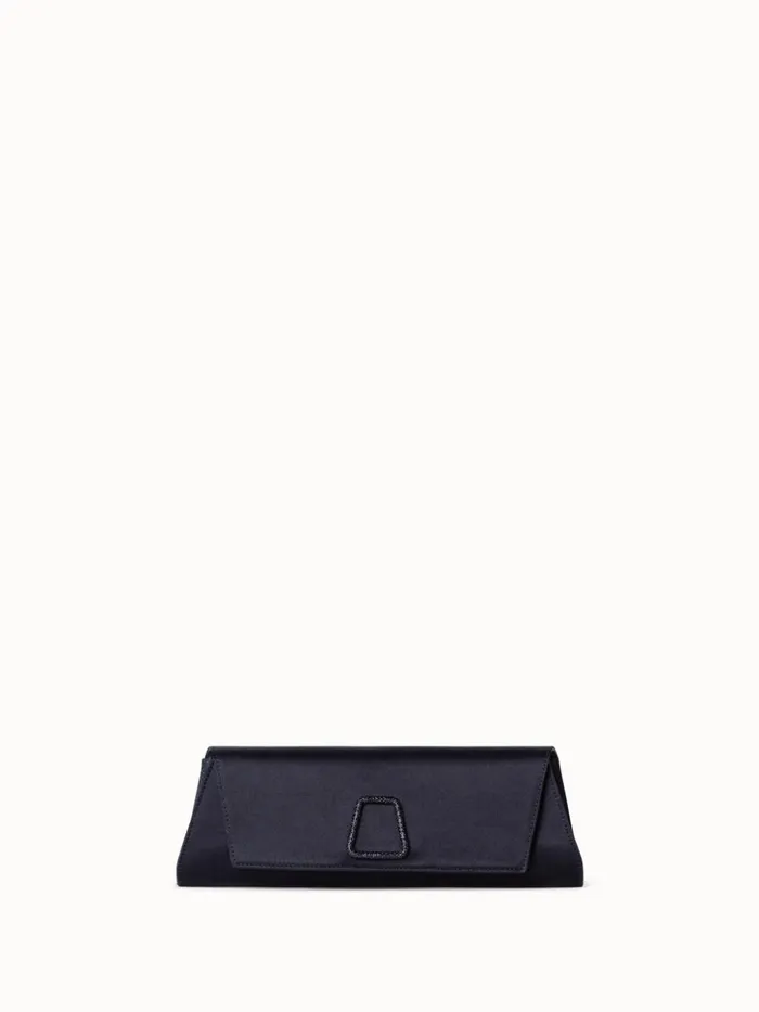 Small Anouk Clutch In Satin With Crystal Trapezoid Black Women Akris Shoulder Bags